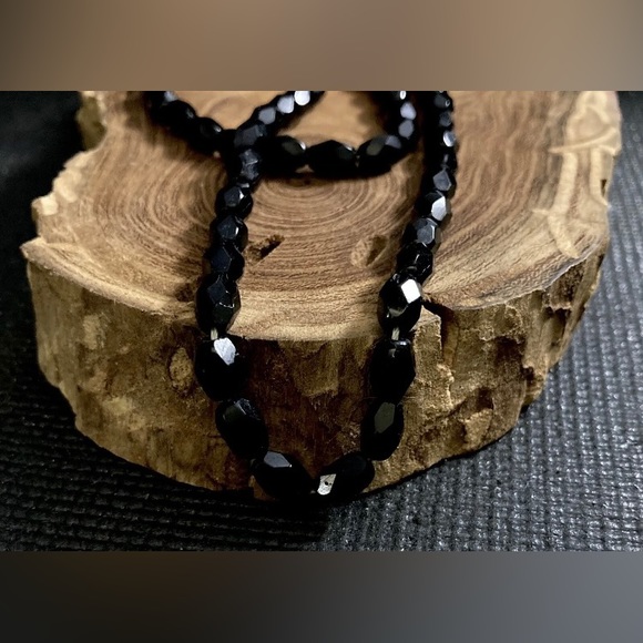 Vintage Mourning Beads Jet Glass ￼Edwardian Mourning Necklace 16" - Picture 5 of 12